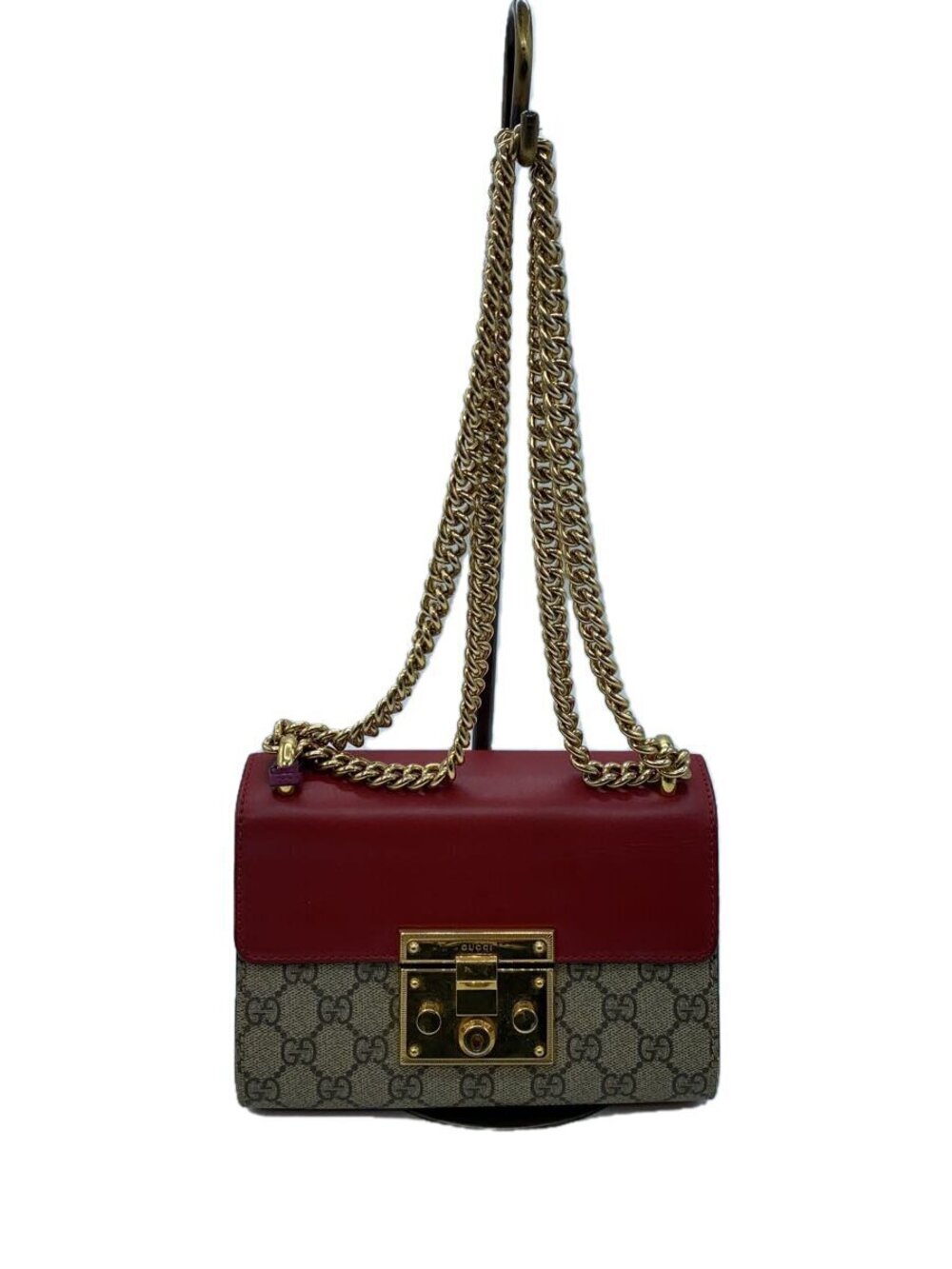 Gucci Chain Shoulder Bag Padlock GG Supreme Canvas
